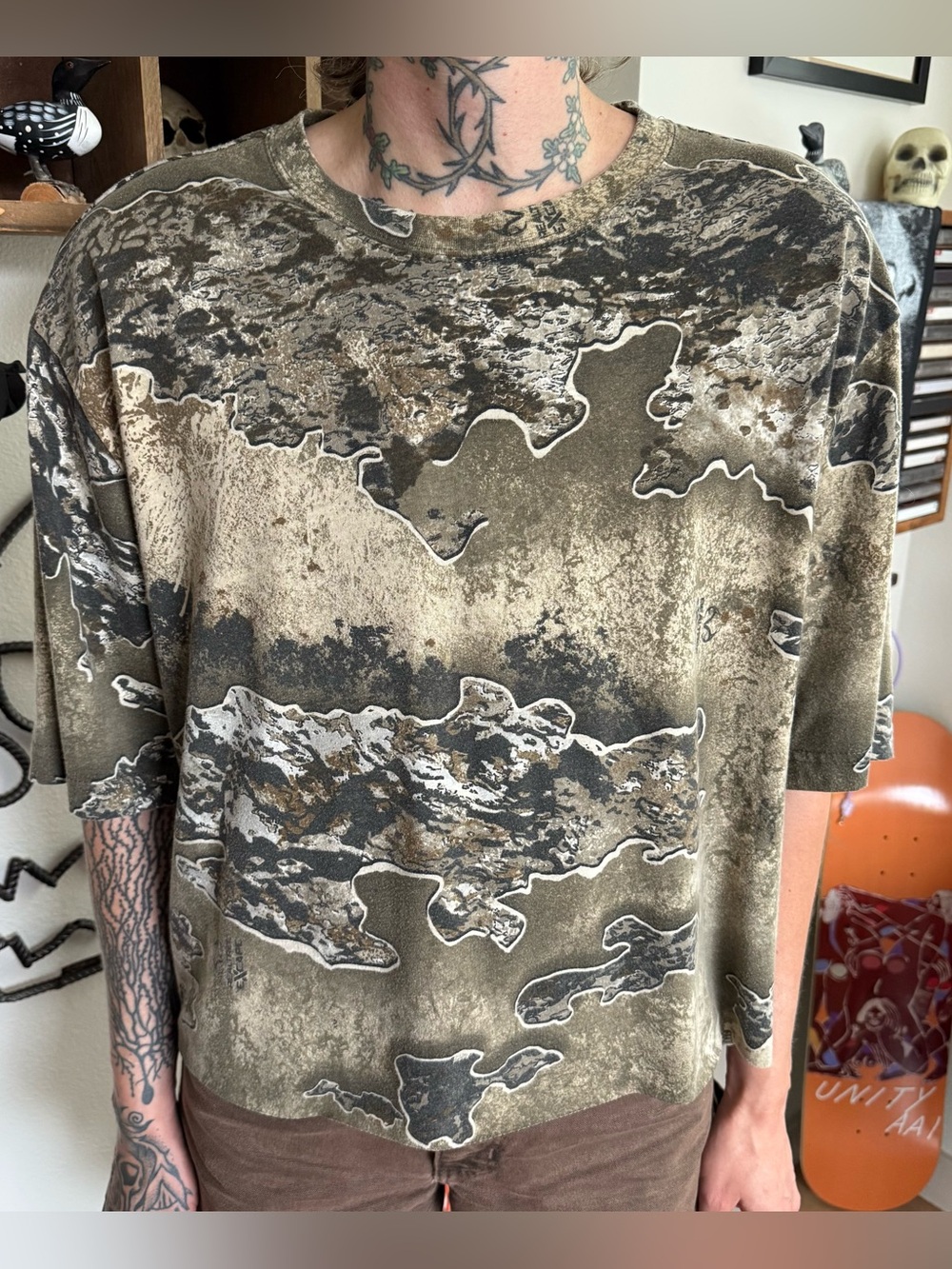 Realtree EXCAPE Hunting Camo Cropped Boxy Tee ~ Size XL